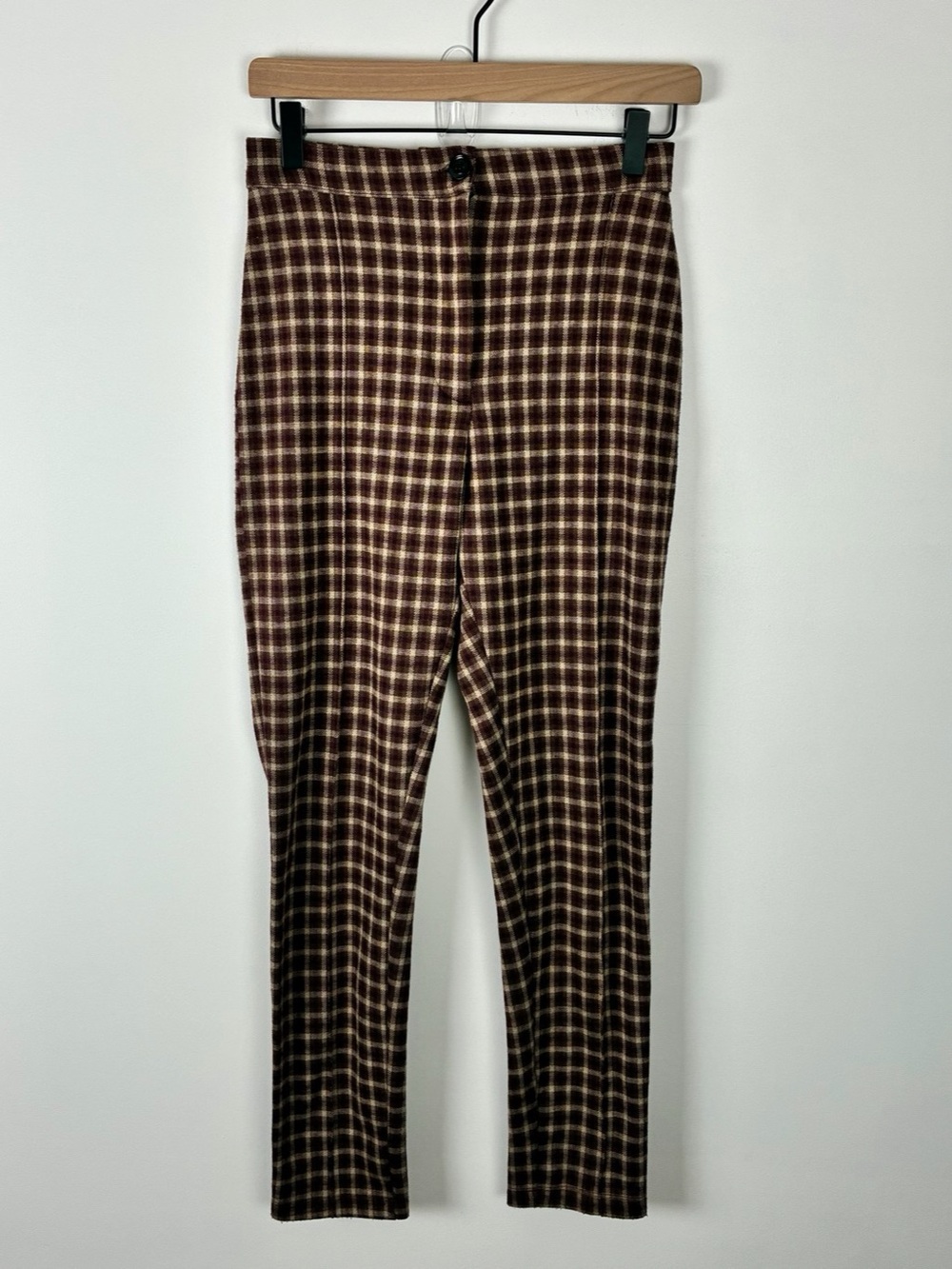 Free People Dark Gingham High-Rise Skinny Trousers Dark Academia Preppy Fall 4
